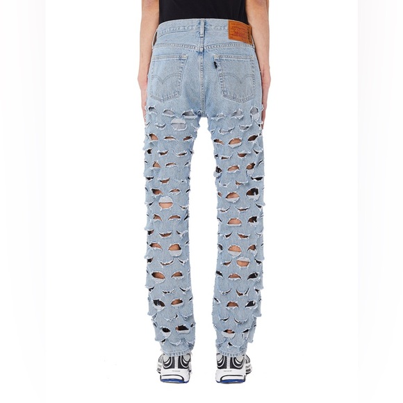 NWOT VETEMENTS x Levis laser cut distressed denim jeans RARE XS - Picture 6 of 16